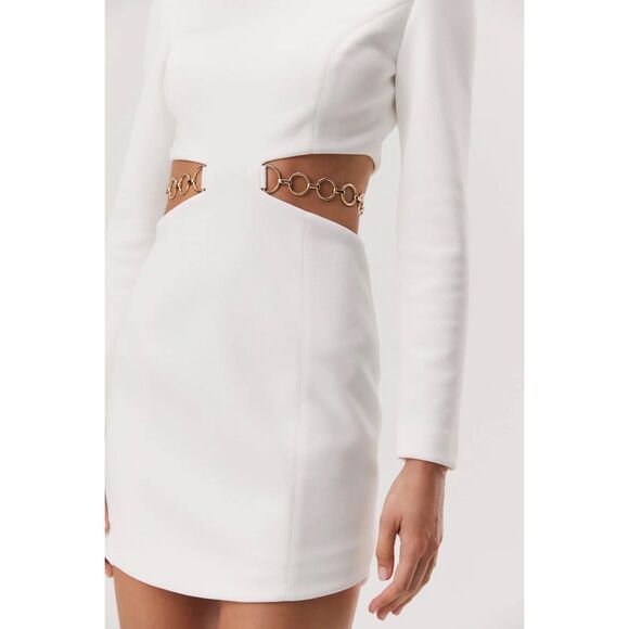 NWT MISHA Questa Chain Mini Dress in Ivory Size M $395 - Picture 2 of 10